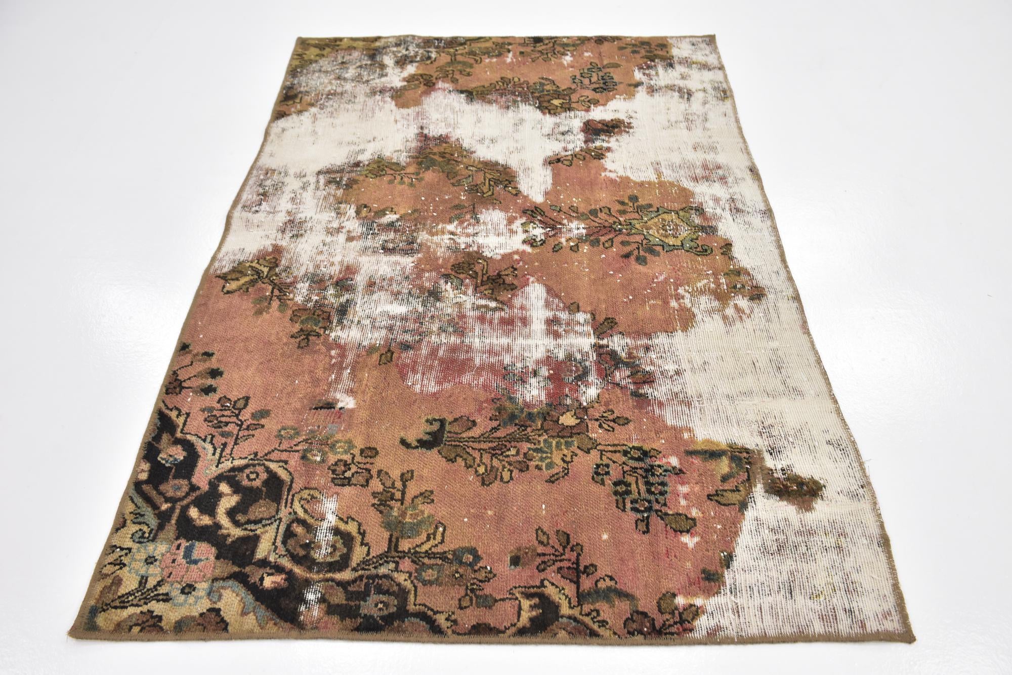 4' 4 x 6' 6 Hand Knotted Ultra Vintage Persian Wool Rug