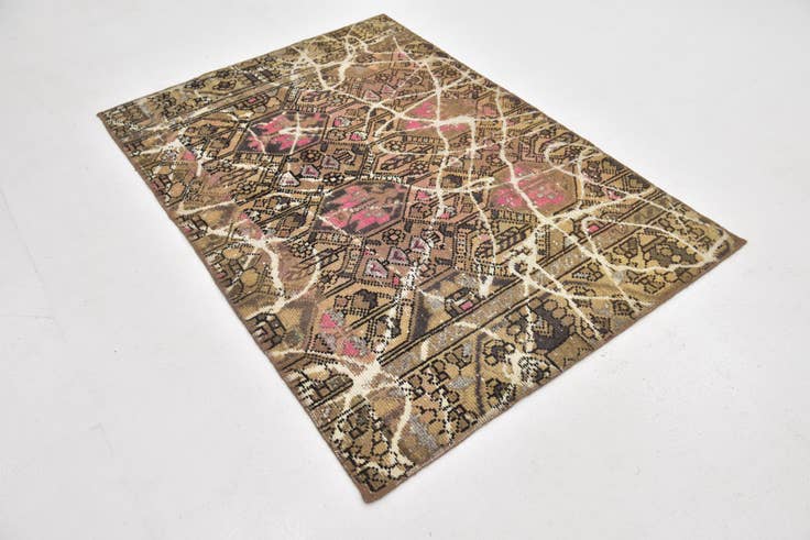 Detail image of 4' 2 x 6' Hand Knotted Ultra Vintage Persian Wool Rug