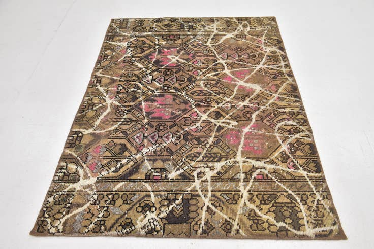 Detail image of 4' 2 x 6' Hand Knotted Ultra Vintage Persian Wool Rug