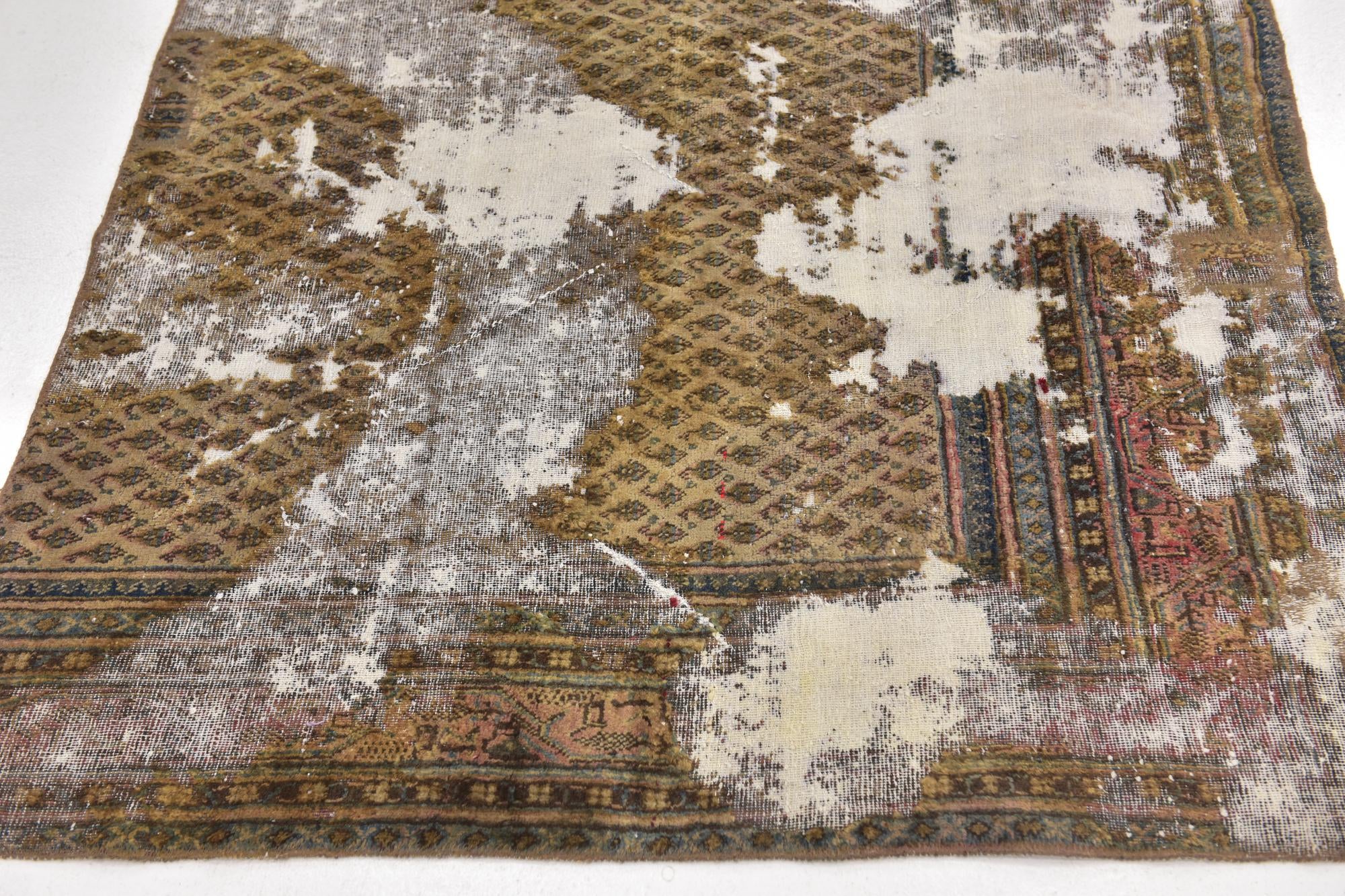 4' 4 x 6' 6 Hand Knotted Ultra Vintage Persian Wool Rug