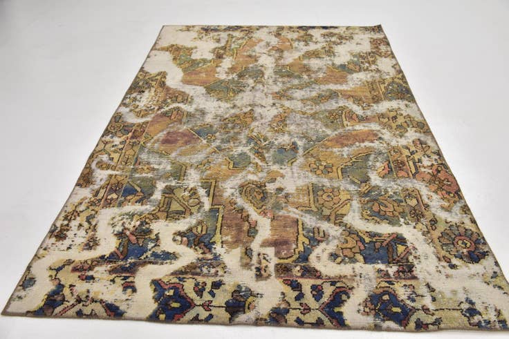 Detail image of 5' 10 x 9' Hand Knotted Ultra Vintage Persian Wool Rug