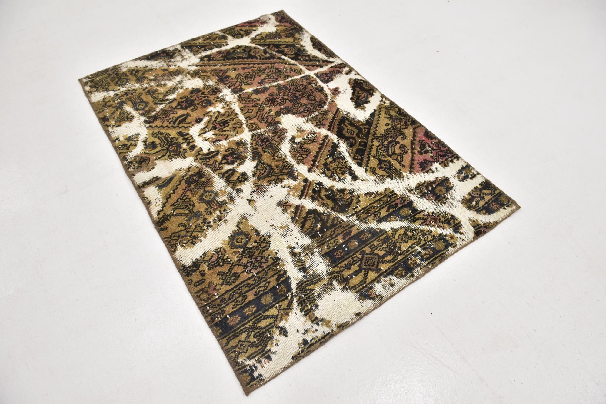 4' x 5' 9 Hand Knotted Ultra Vintage Persian Wool Rug