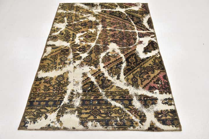 4' x 5' 9 Hand Knotted Ultra Vintage Persian Wool Rug