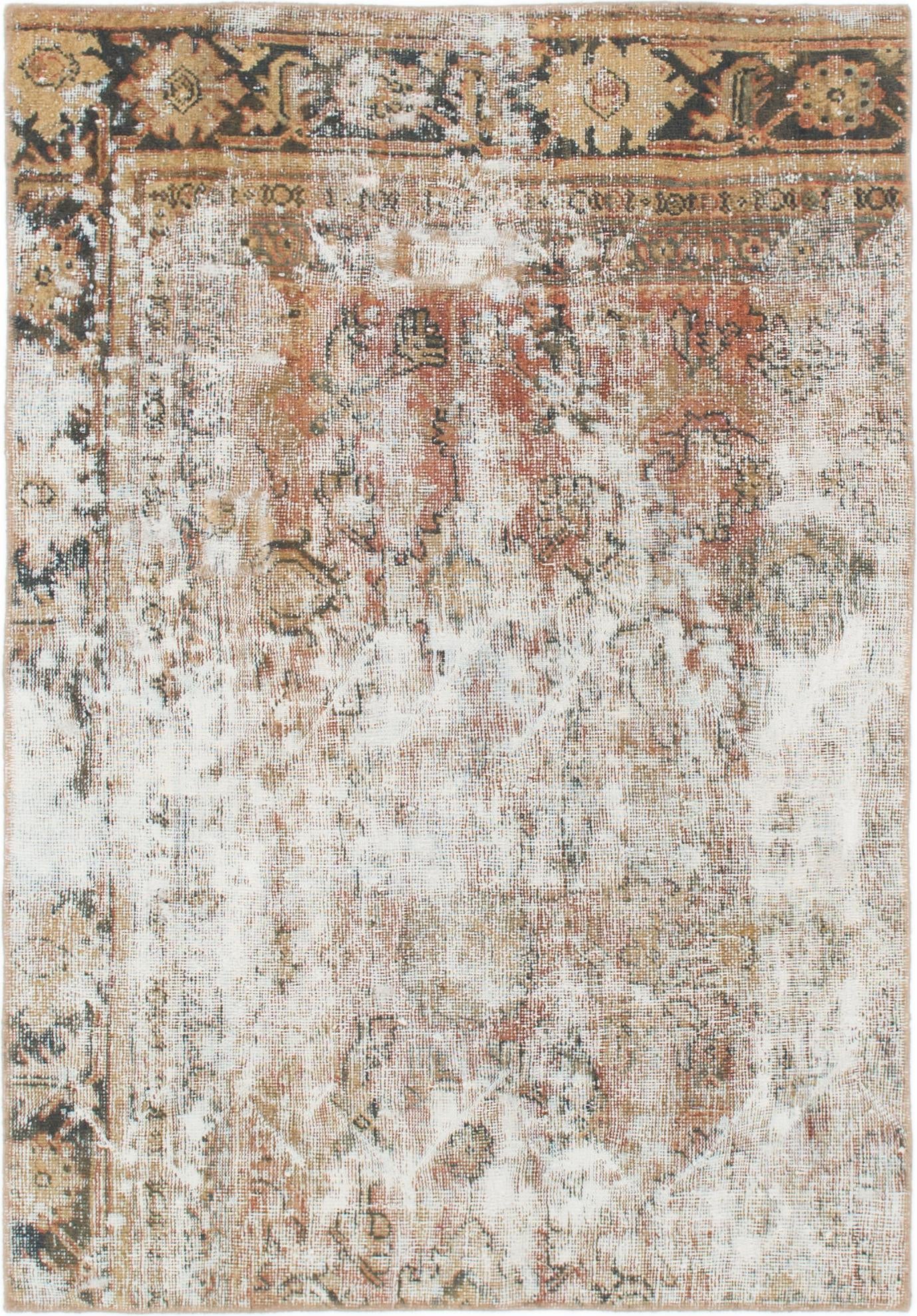 4' x 5' 10 Hand Knotted Ultra Vintage Persian Wool Rug