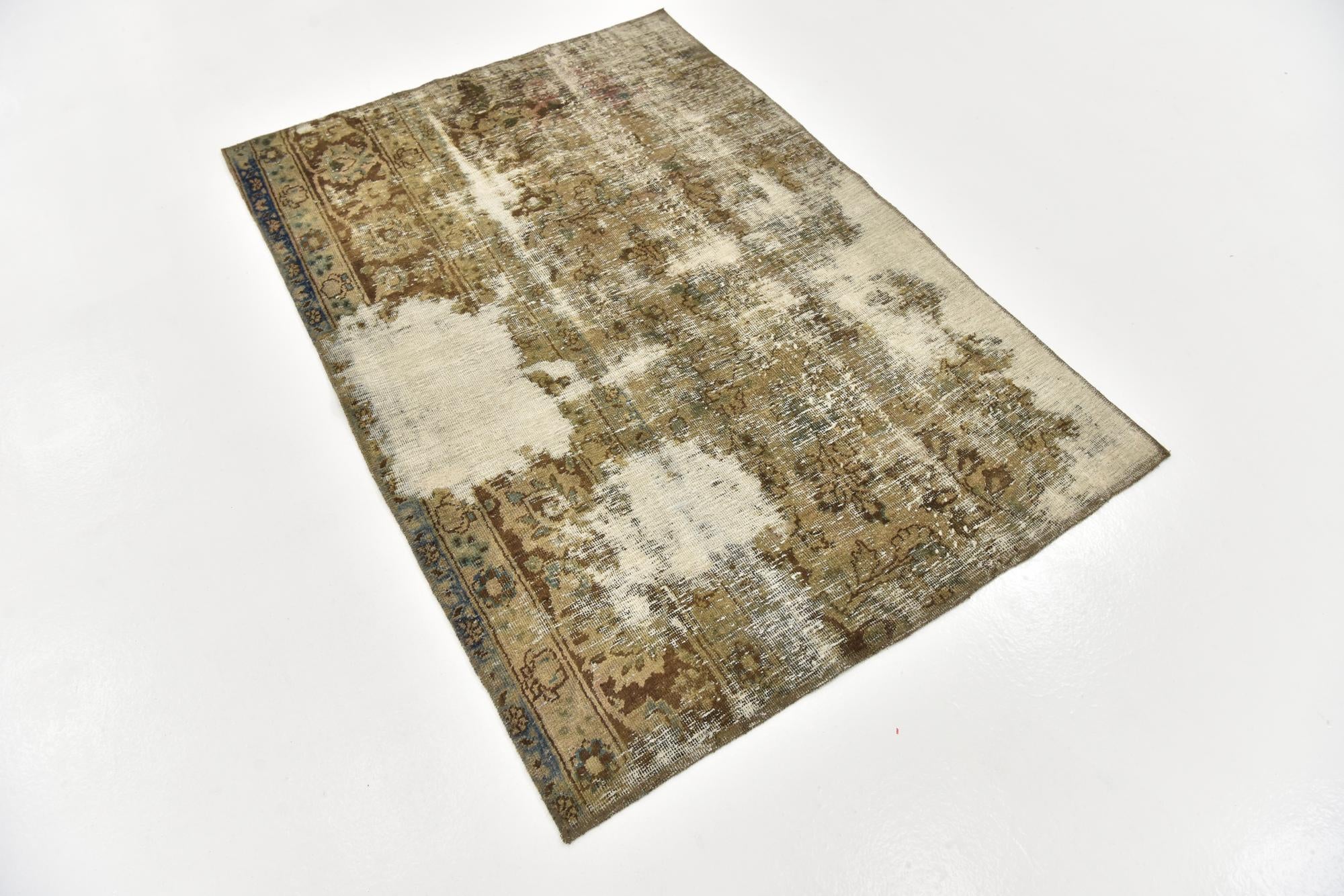3' 9 x 5' 5 Hand Knotted Ultra Vintage Persian Wool Rug