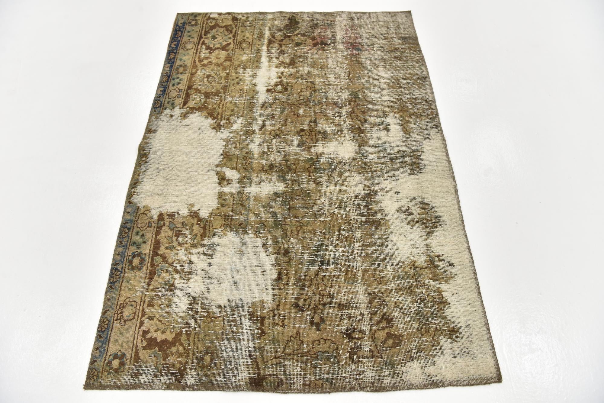 3' 9 x 5' 5 Hand Knotted Ultra Vintage Persian Wool Rug
