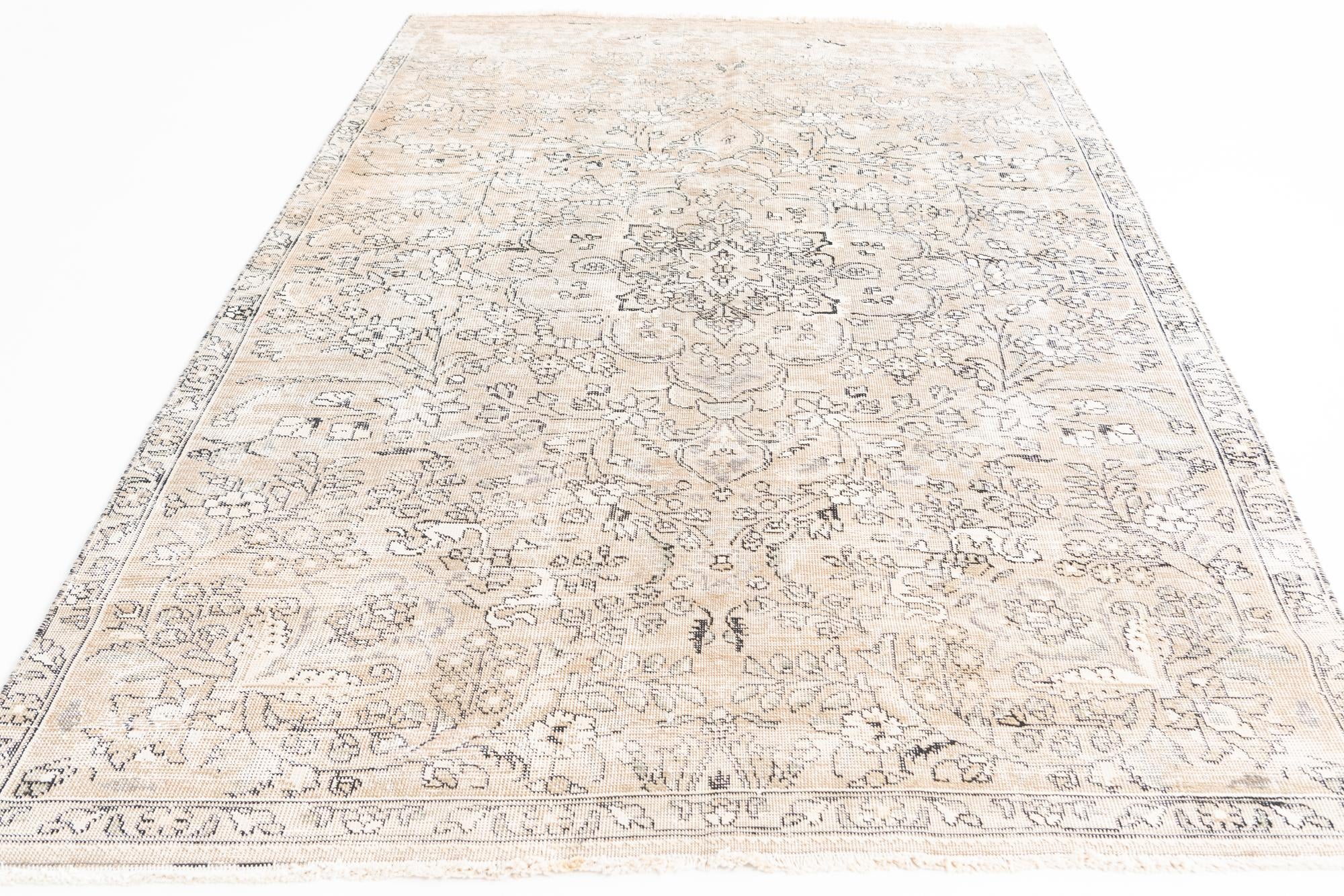5' 8 x 9' 3 Hand Knotted Ultra Vintage Persian Wool Rug