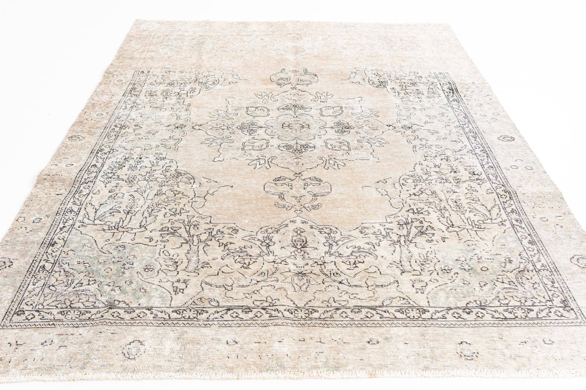 6' 3 x 9' 2 Hand Knotted Ultra Vintage Persian Wool Rug