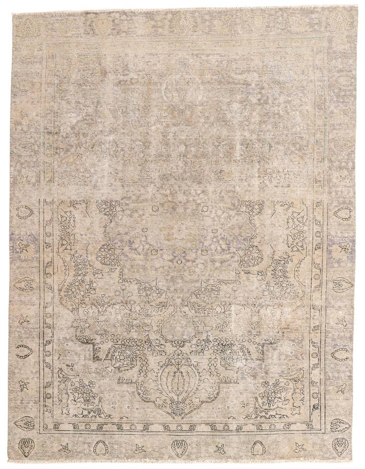 Detail image of 7' 2 x 10' 9 Hand Knotted Ultra Vintage Persian Wool Rug