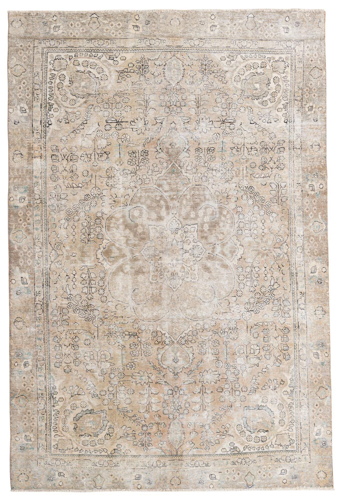 6' x 9' Hand Knotted Ultra Vintage Persian Wool Rug