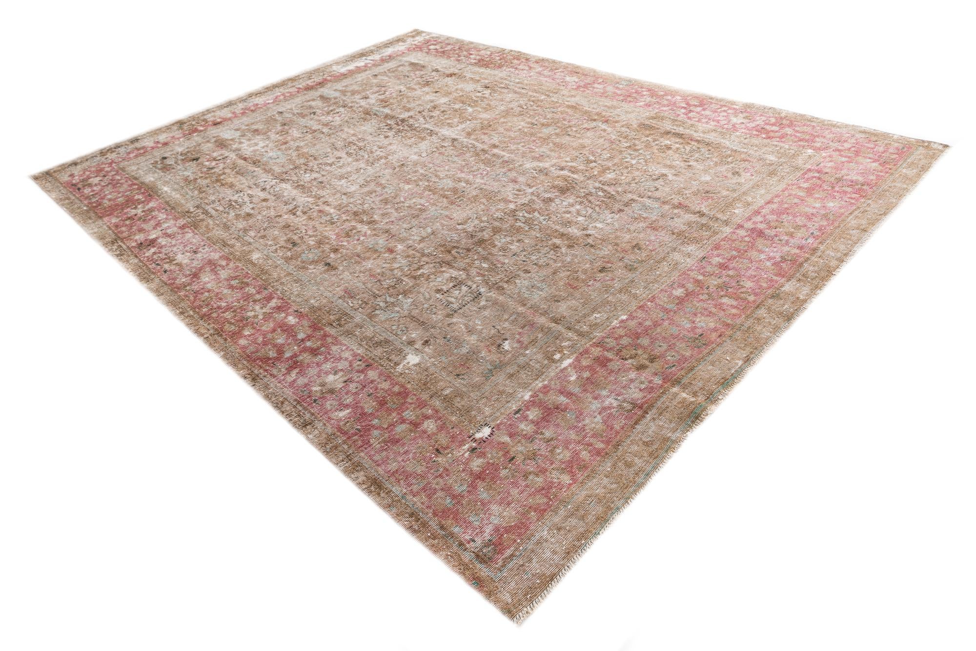 9' 5 x 12' 1 Hand Knotted Ultra Vintage Persian Wool Rug