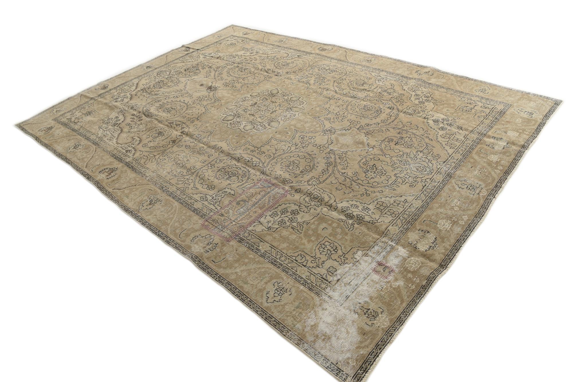 9' x 12' 3 Hand Knotted Ultra Vintage Persian Wool Rug