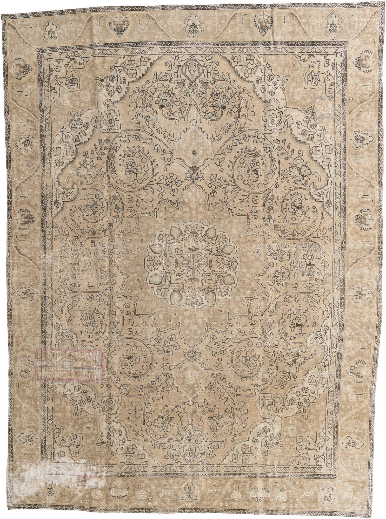 9' x 12' 3 Hand Knotted Ultra Vintage Persian Wool Rug