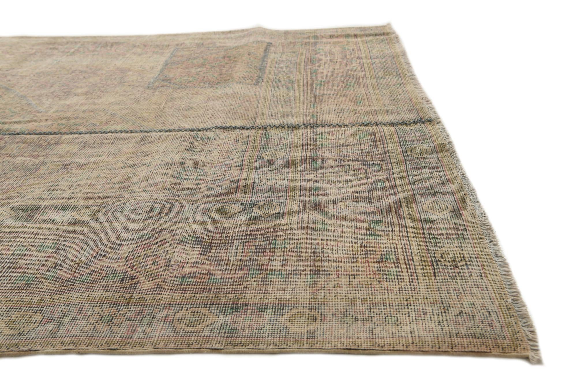 6' 5 x 9' 3 Hand Knotted Ultra Vintage Persian Wool Rug