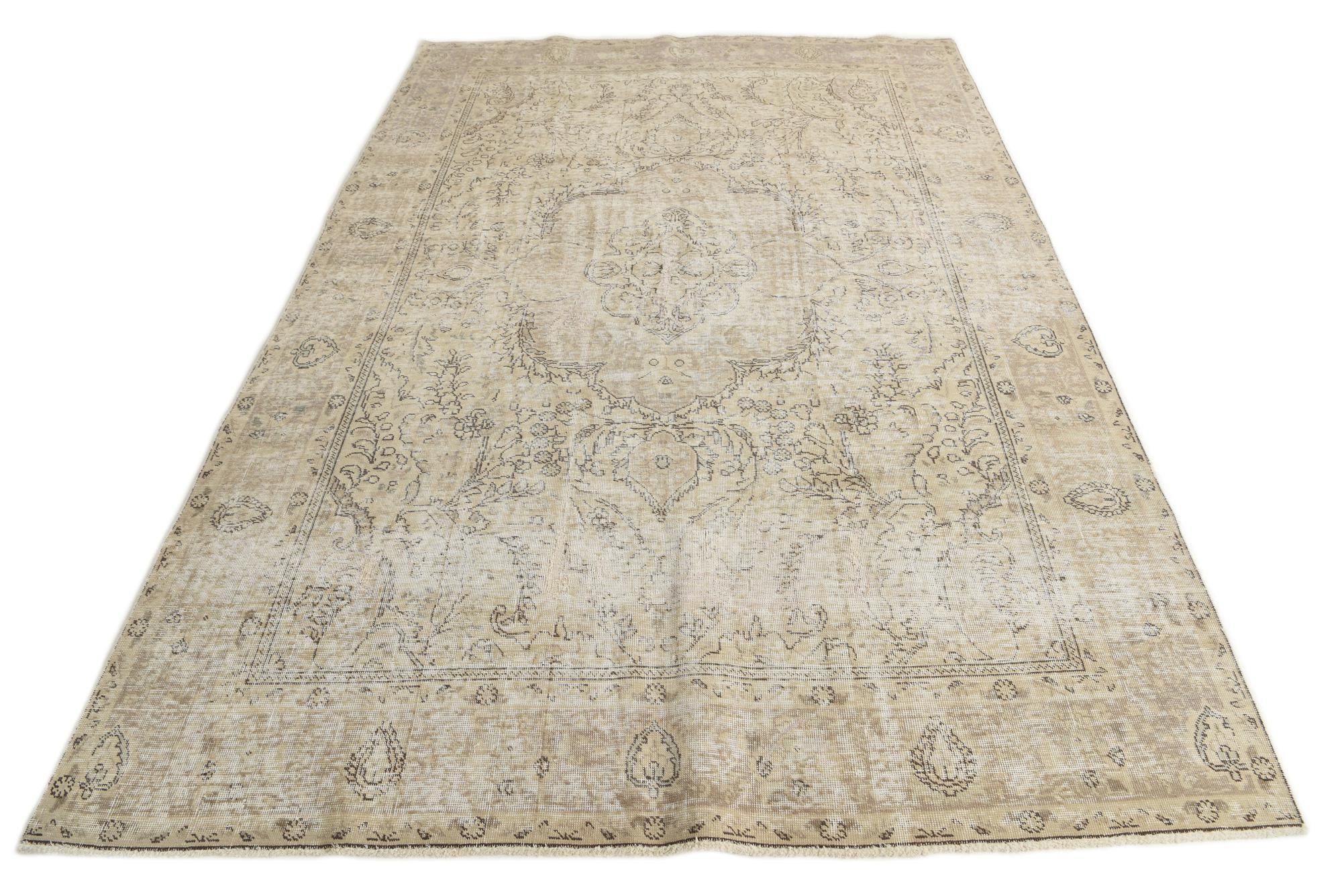 6' 5 x 9' 6 Hand Knotted Ultra Vintage Persian Wool Rug