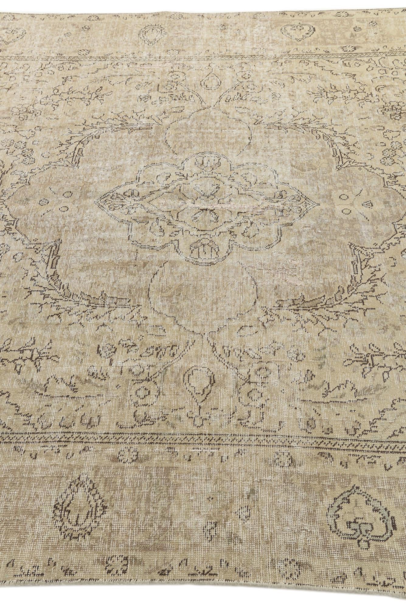 6' 5 x 9' 6 Hand Knotted Ultra Vintage Persian Wool Rug