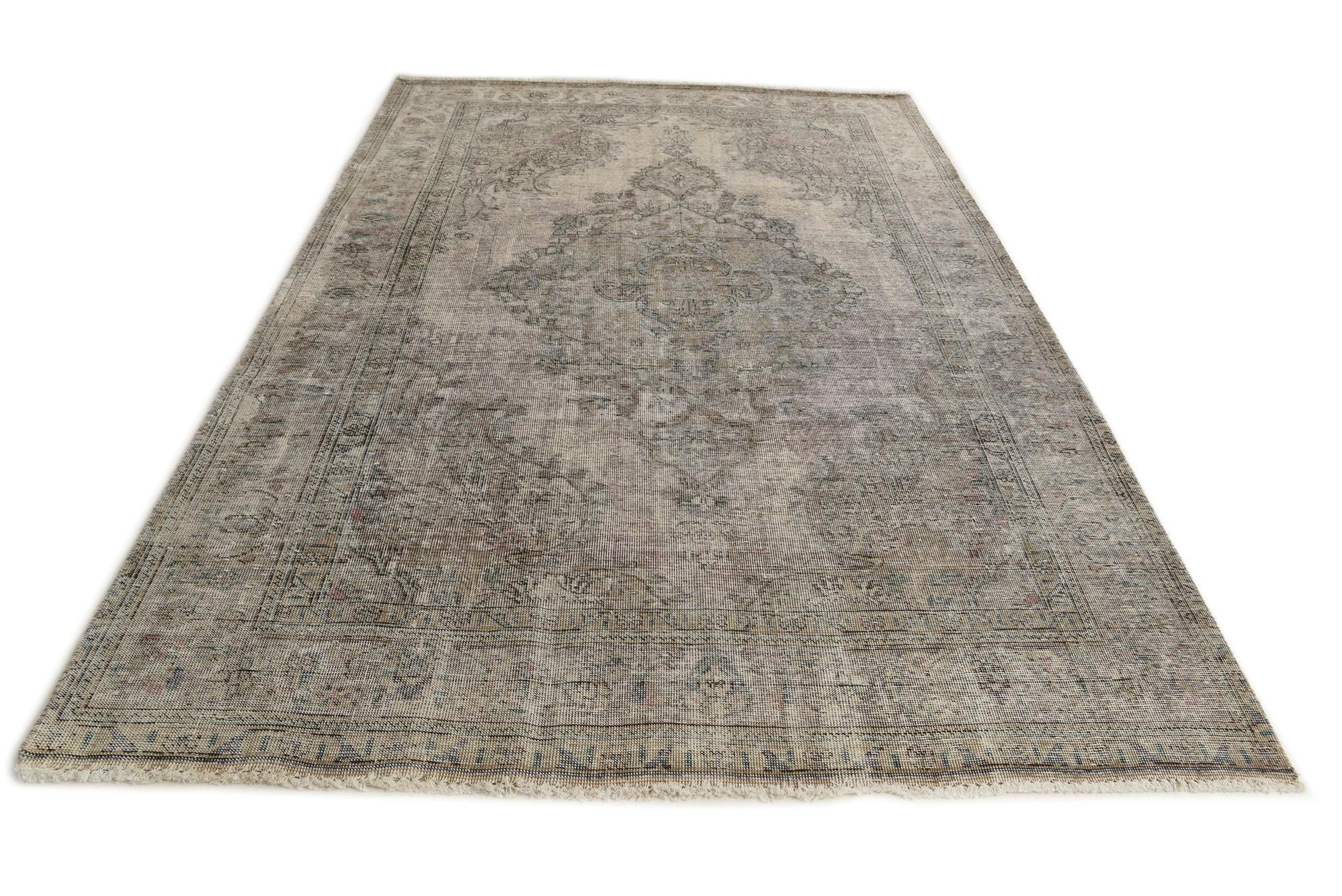 6' 2 x 9' 8 Hand Knotted Ultra Vintage Persian Wool Rug