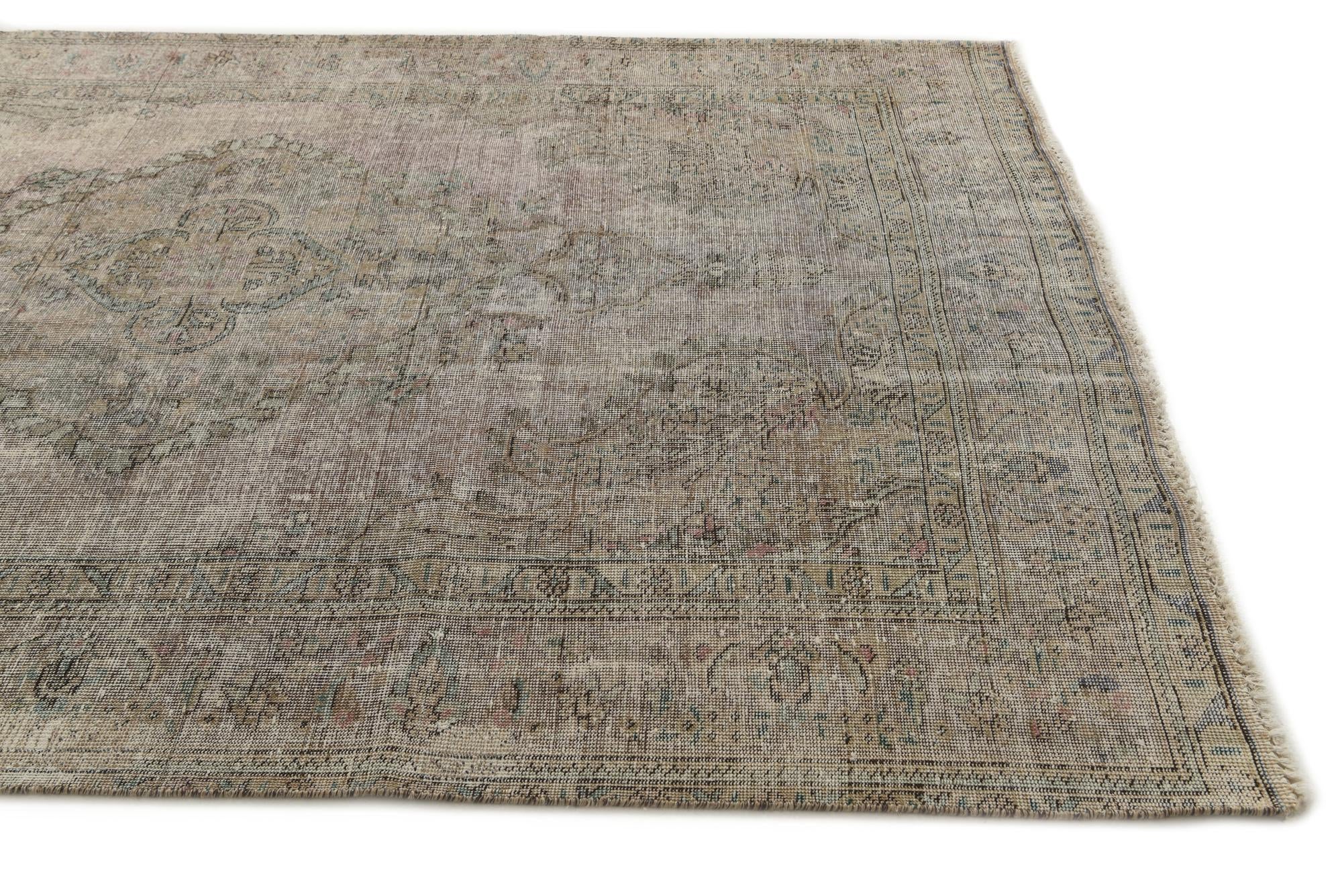 6' 2 x 9' 8 Hand Knotted Ultra Vintage Persian Wool Rug