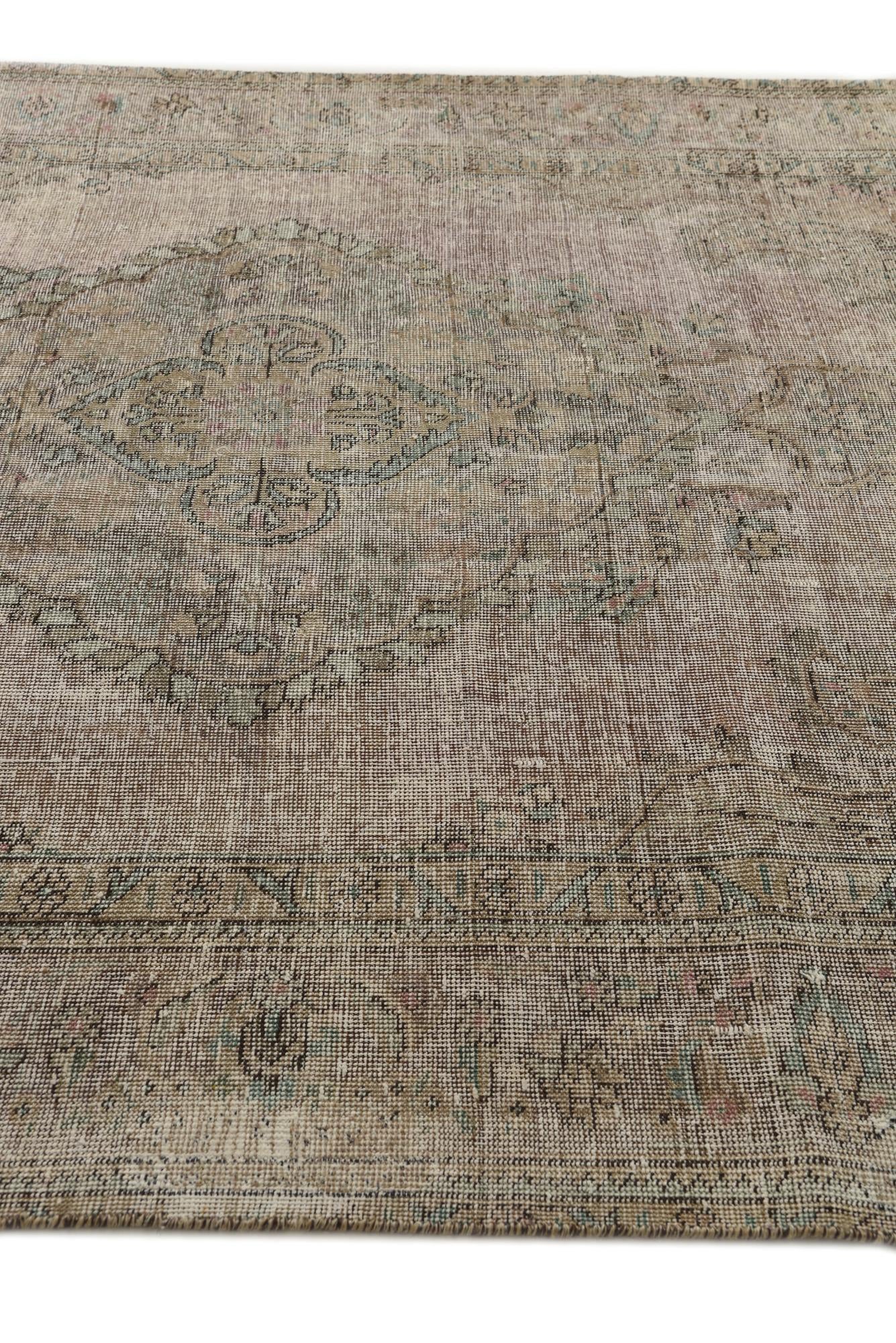 6' 2 x 9' 8 Hand Knotted Ultra Vintage Persian Wool Rug