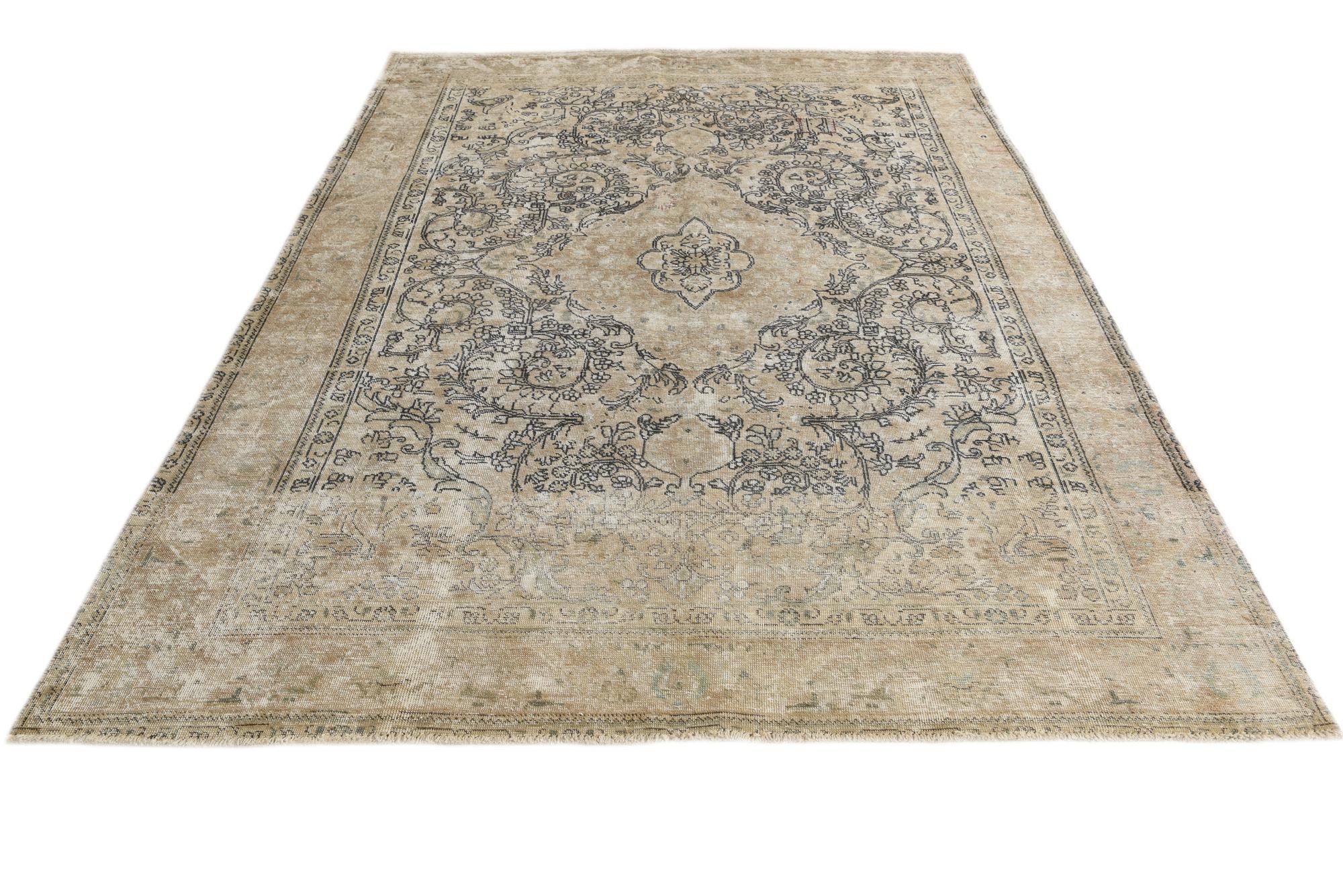 6' 2 x 9' 7 Hand Knotted Ultra Vintage Persian Wool Rug