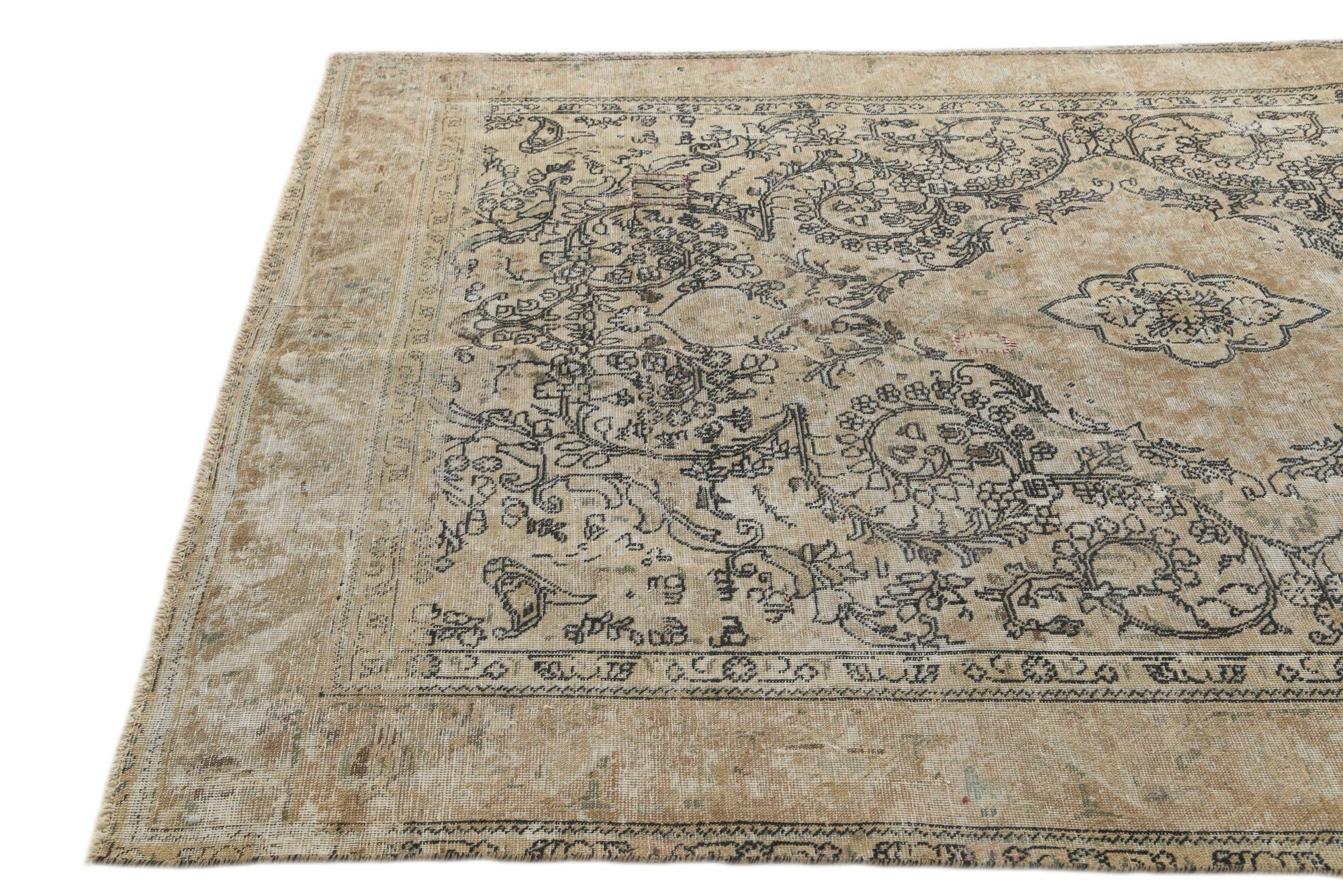6' 2 x 9' 7 Hand Knotted Ultra Vintage Persian Wool Rug