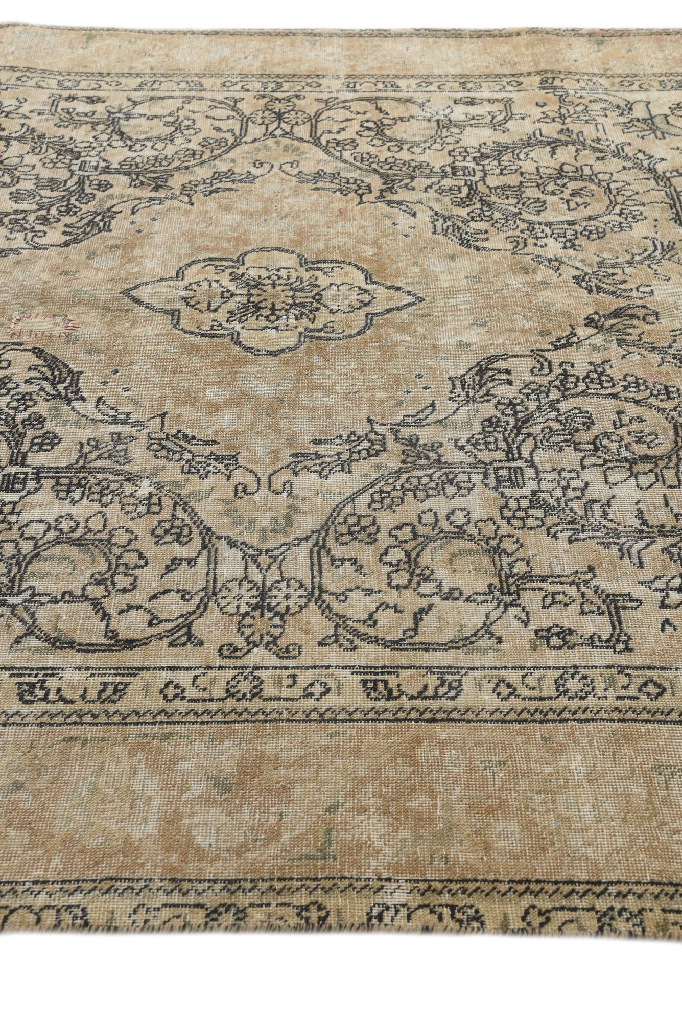 6' 2 x 9' 7 Hand Knotted Ultra Vintage Persian Wool Rug