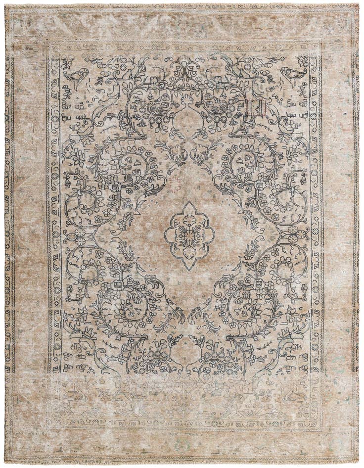 Detail image of 6' 2 x 9' 7 Hand Knotted Ultra Vintage Persian Wool Rug