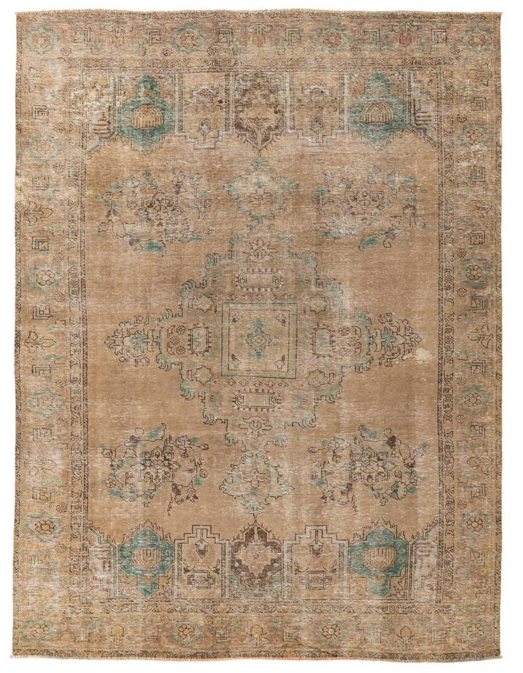 Detail image of 6' 4 x 9' 8 Hand Knotted Ultra Vintage Persian Wool Rug