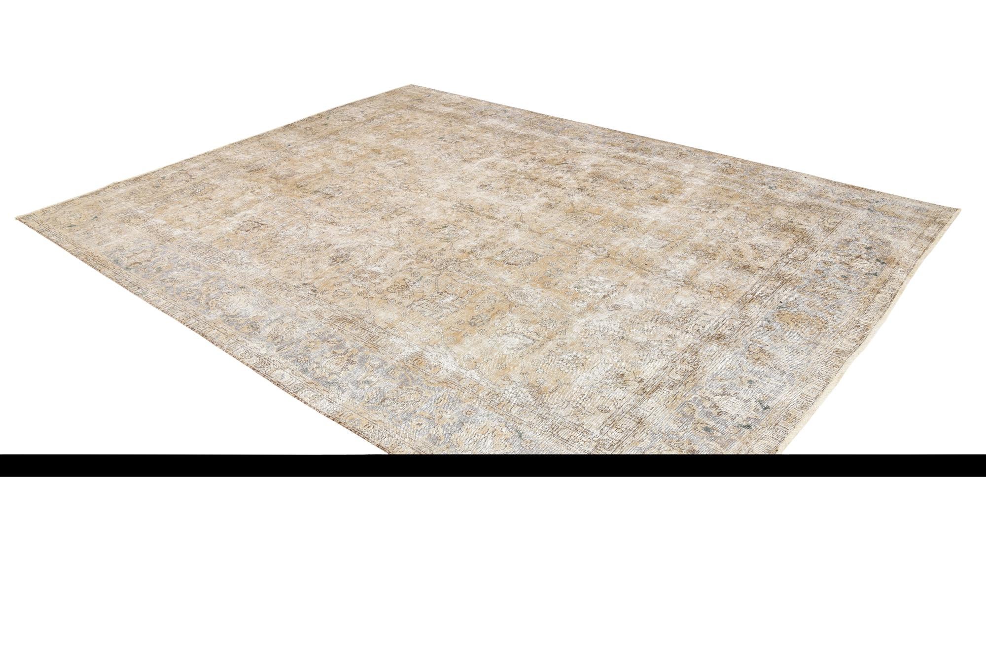 9' 4 x 12' 5 Hand Knotted Ultra Vintage Persian Wool Rug