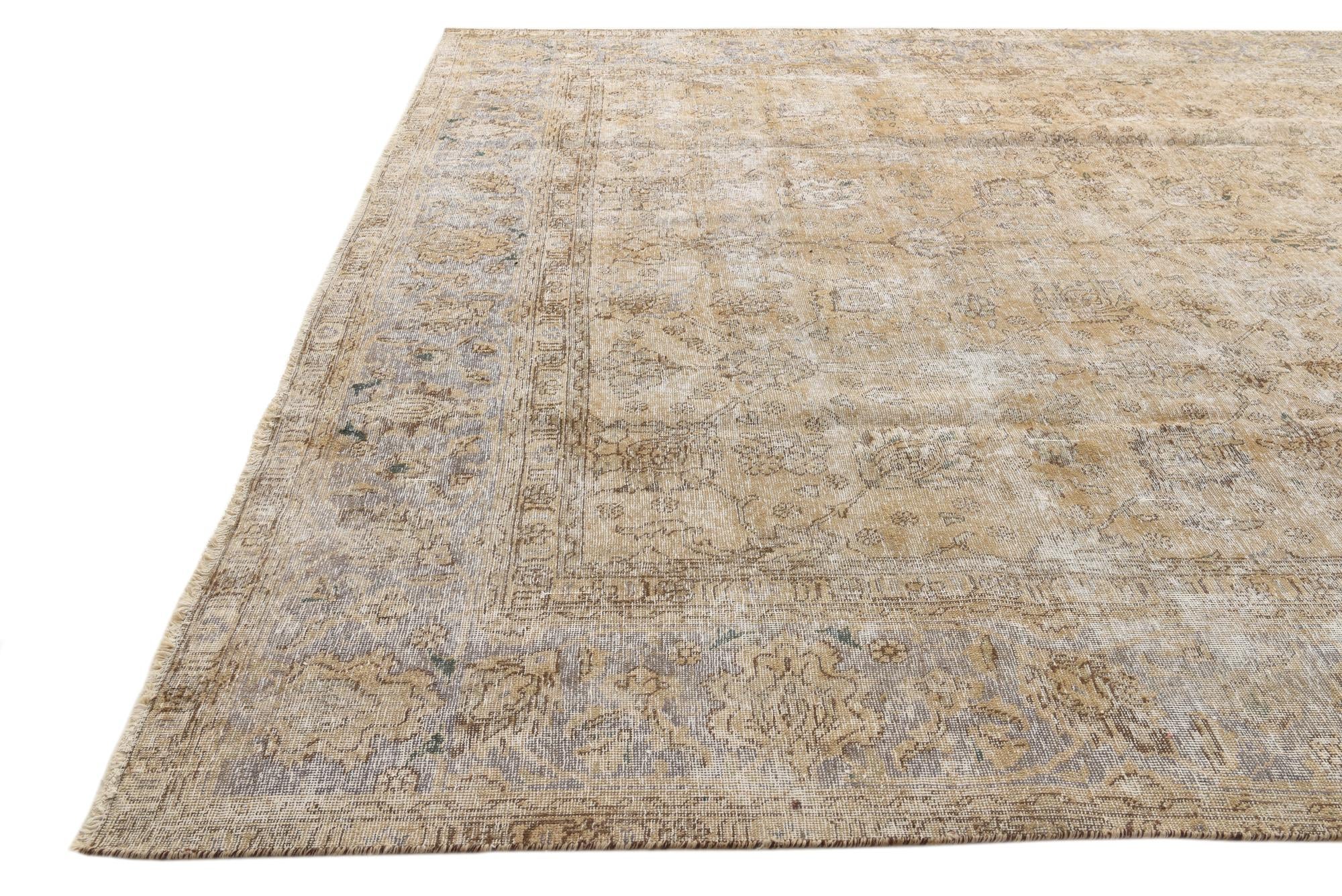 9' 4 x 12' 5 Hand Knotted Ultra Vintage Persian Wool Rug