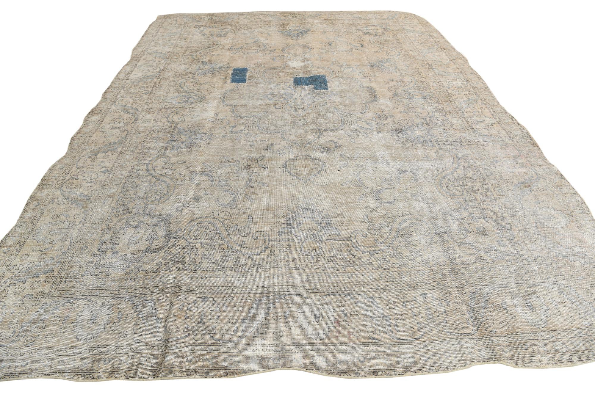 9' 6 x 12' 10 Hand Knotted Ultra Vintage Persian Wool Rug