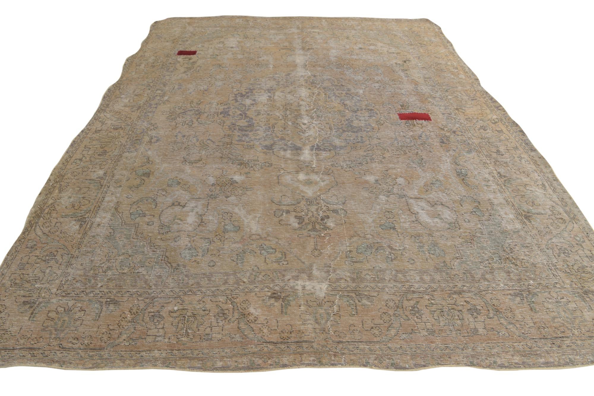 9' x 12' 5 Hand Knotted Ultra Vintage Persian Wool Rug