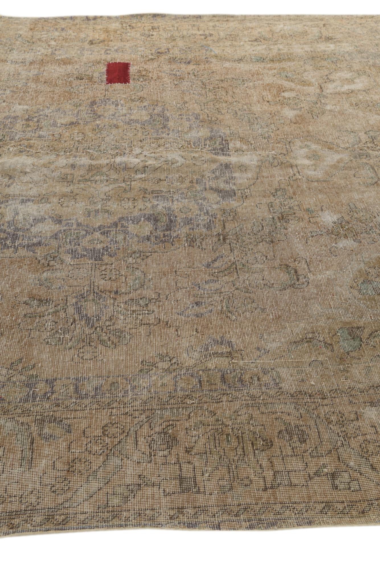 9' x 12' 5 Hand Knotted Ultra Vintage Persian Wool Rug