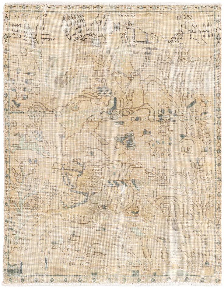 Detail image of 3' x 4' 7 Hand Knotted Ultra Vintage Persian Wool Rug