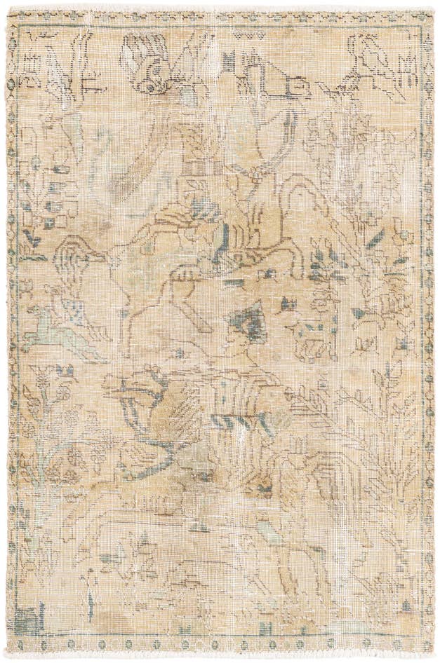 Detail image of 3' x 4' 7 Hand Knotted Ultra Vintage Persian Wool Rug