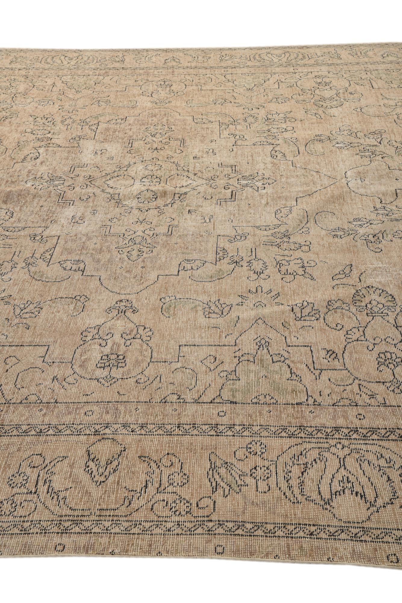 9' 9 x 12' 4 Hand Knotted Ultra Vintage Persian Wool Rug