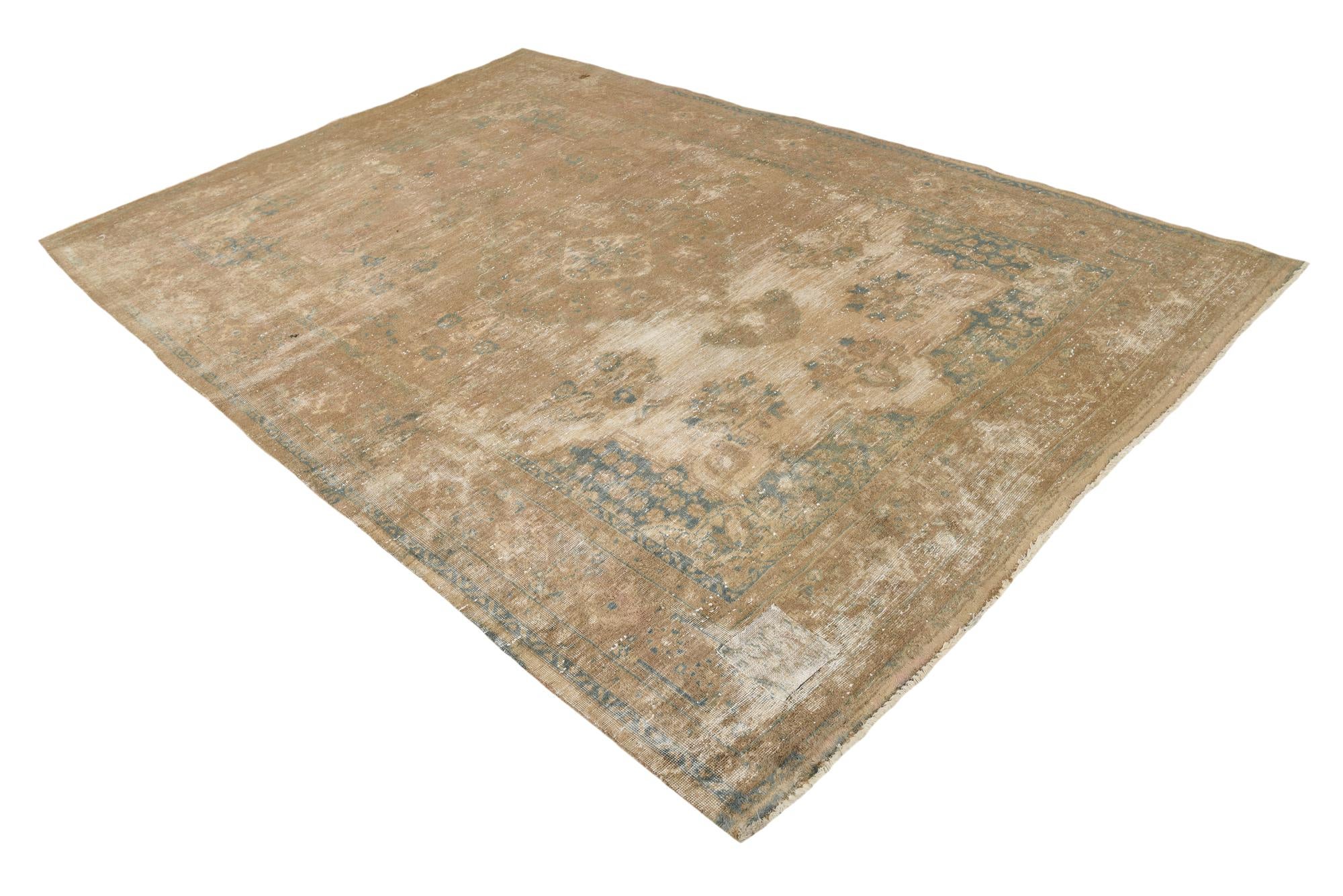 7' 2 x 10' 9 Hand Knotted Ultra Vintage Persian Wool Rug