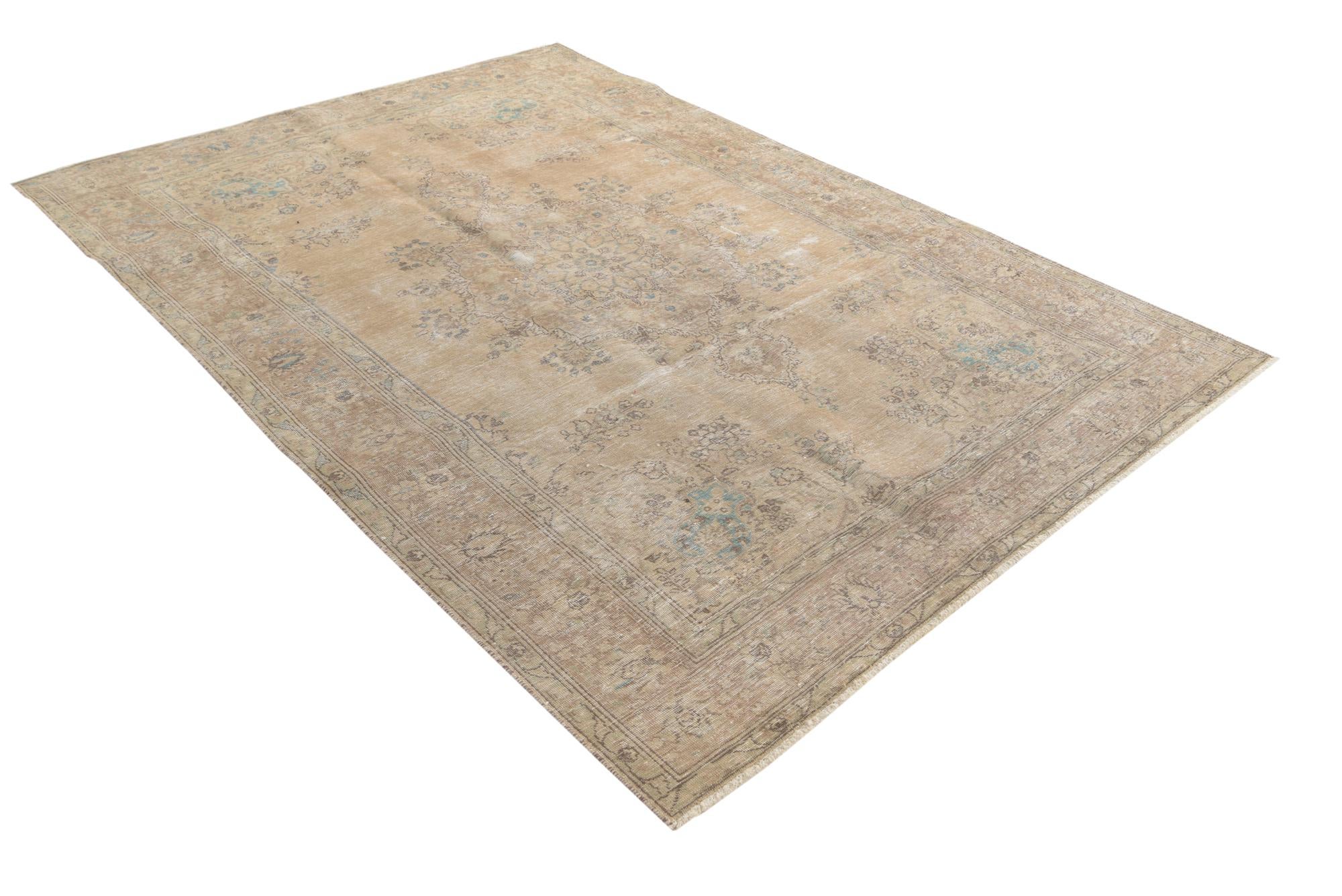 6' 4 x 9' 6 Hand Knotted Ultra Vintage Persian Wool Rug