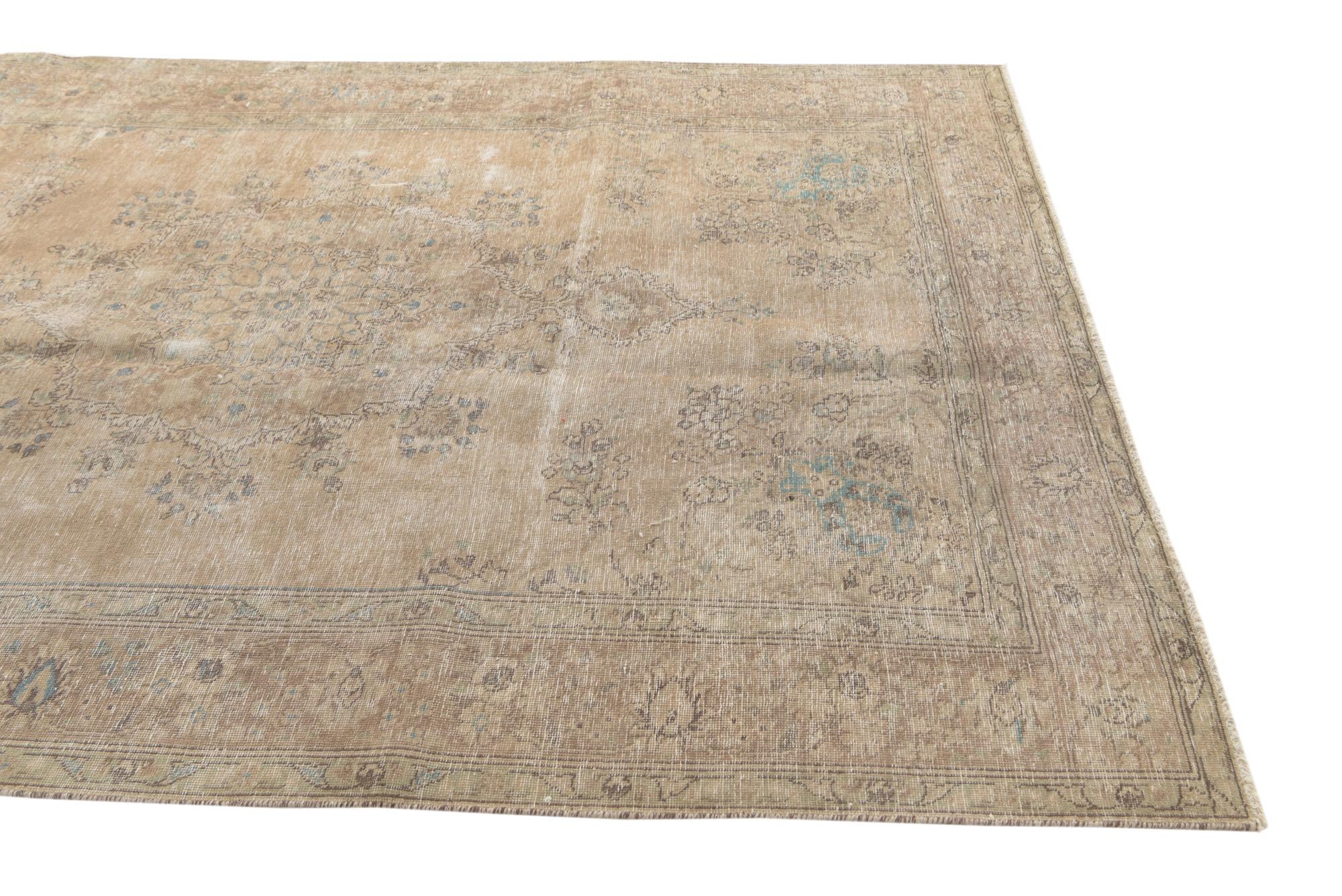 6' 4 x 9' 6 Hand Knotted Ultra Vintage Persian Wool Rug