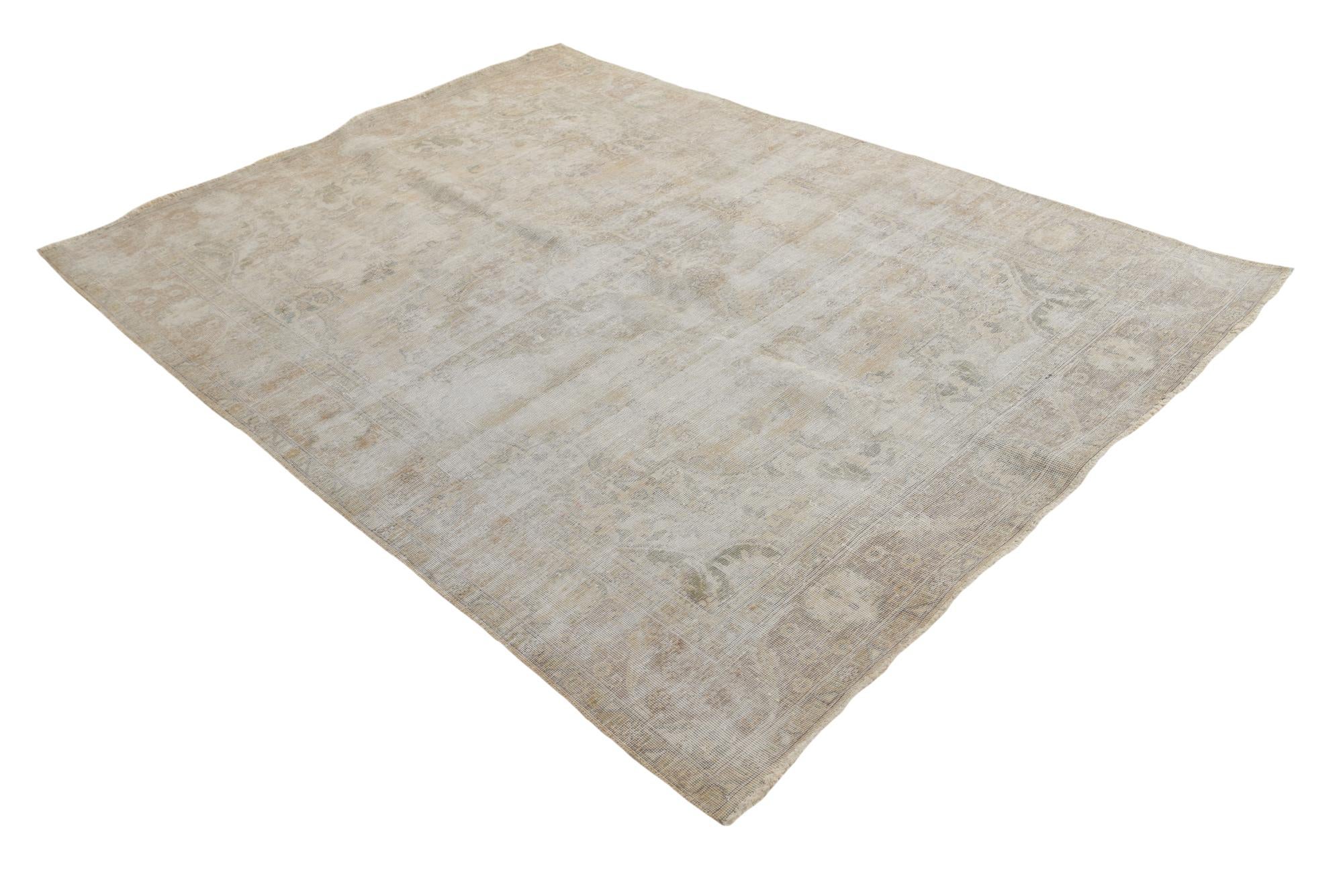 6' 5 x 9' 1 Hand Knotted Ultra Vintage Persian Wool Rug