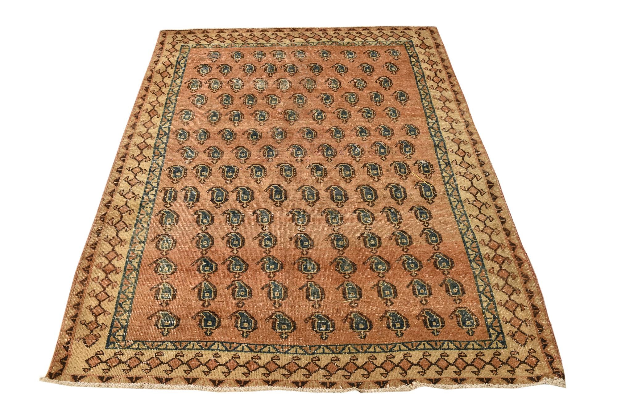 4' 5 x 5' 10 Hand Knotted Ultra Vintage Persian Wool Rug