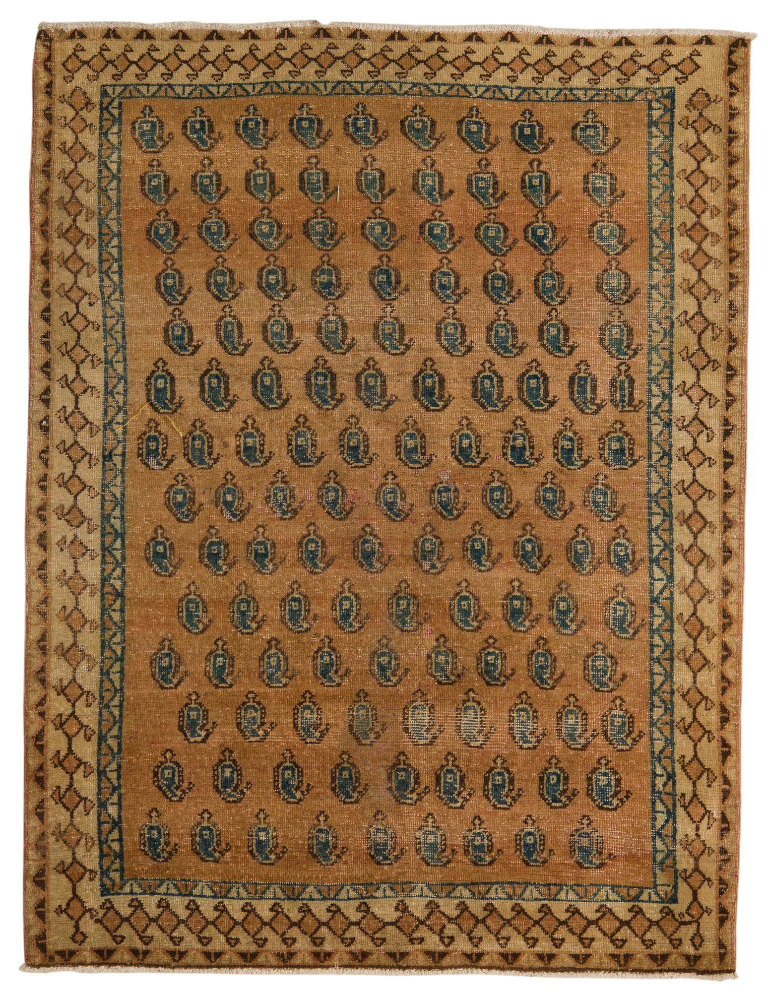 4' 5 x 5' 10 Hand Knotted Ultra Vintage Persian Wool Rug
