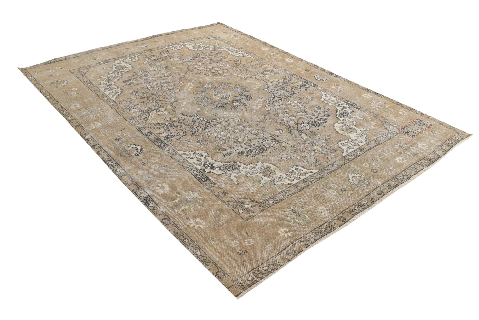 6' 10 x 9' Hand Knotted Ultra Vintage Persian Wool Rug