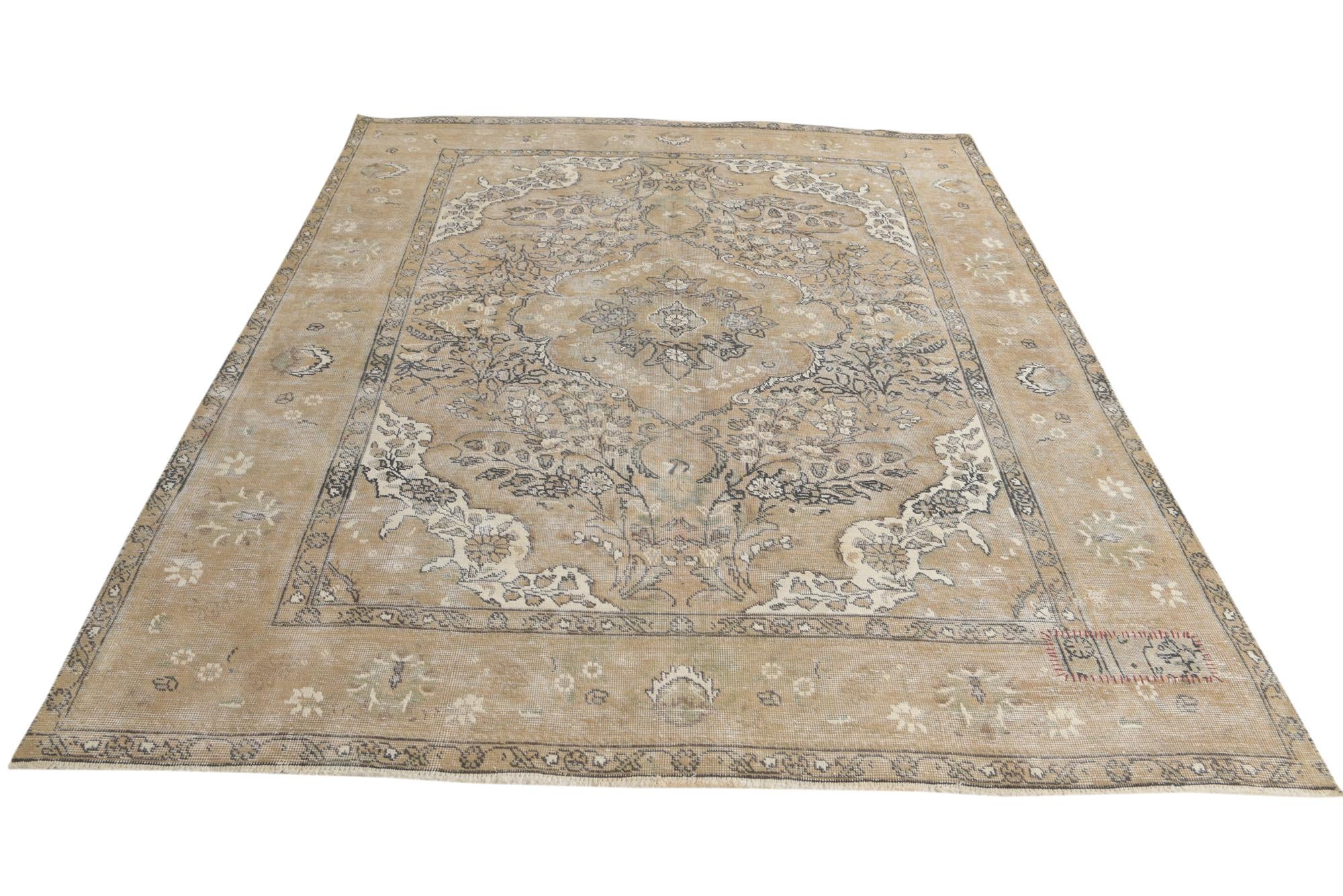 6' 10 x 9' Hand Knotted Ultra Vintage Persian Wool Rug