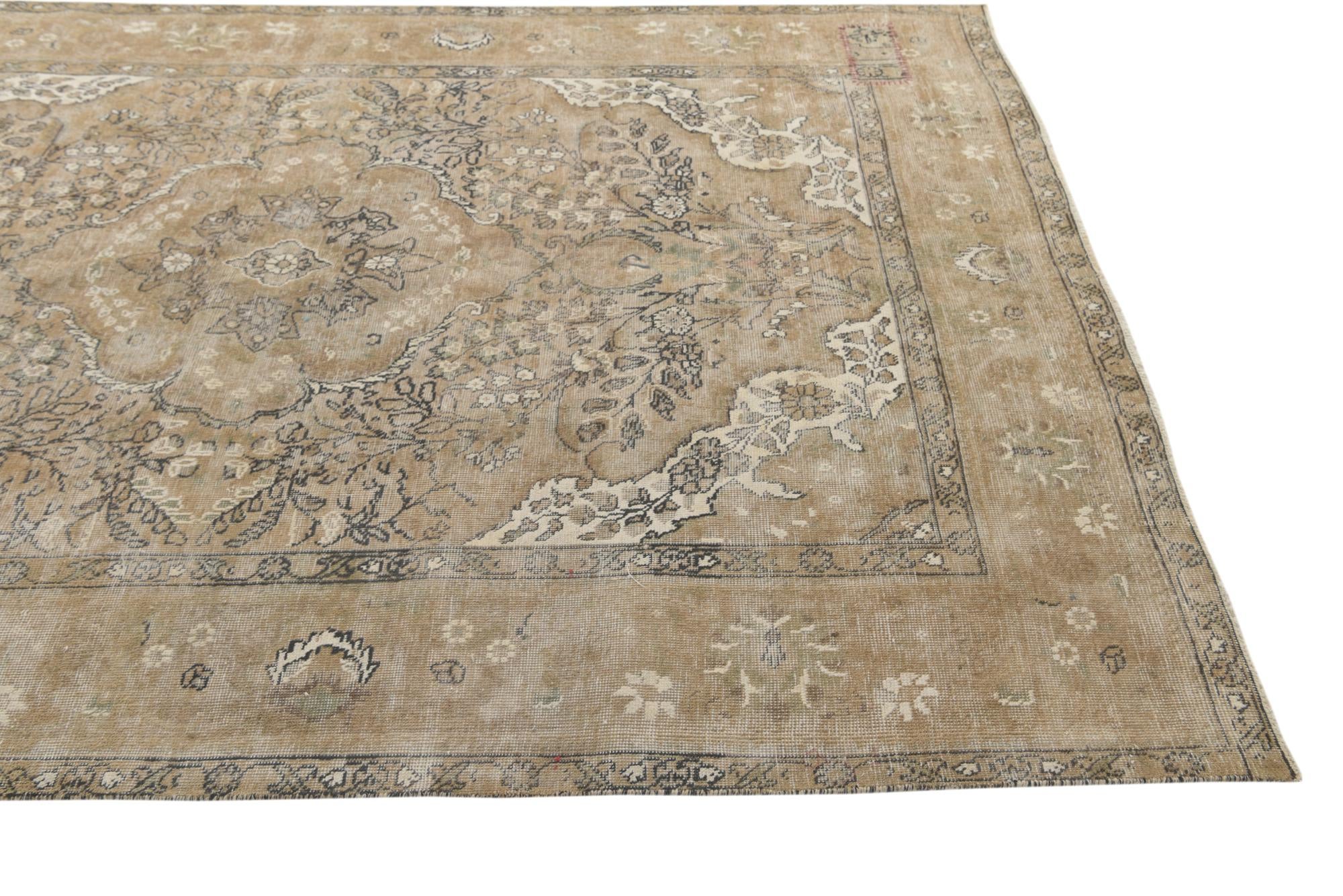 6' 10 x 9' Hand Knotted Ultra Vintage Persian Wool Rug