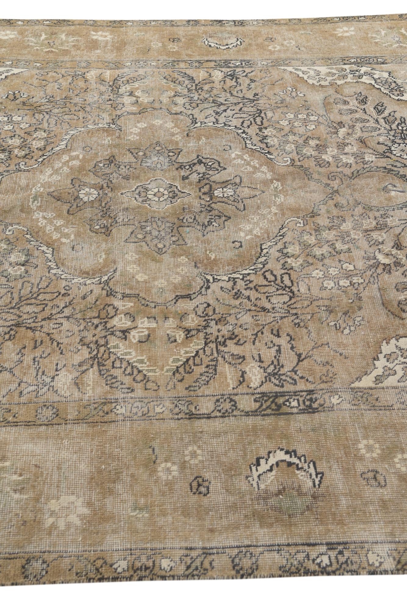 6' 10 x 9' Hand Knotted Ultra Vintage Persian Wool Rug