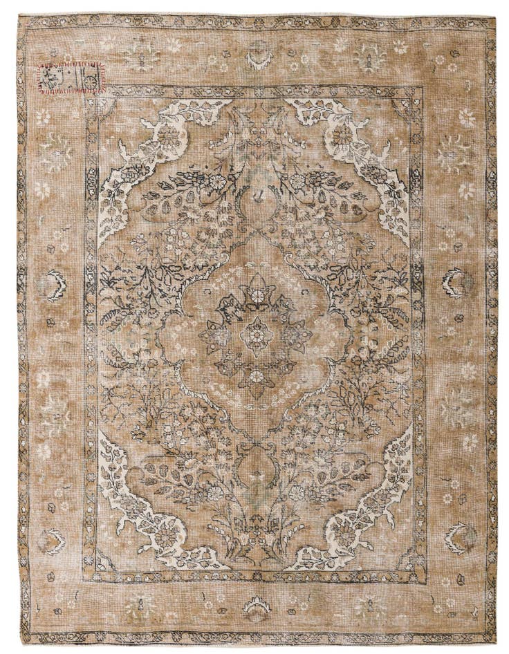 Detail image of 6' 10 x 9' Hand Knotted Ultra Vintage Persian Wool Rug