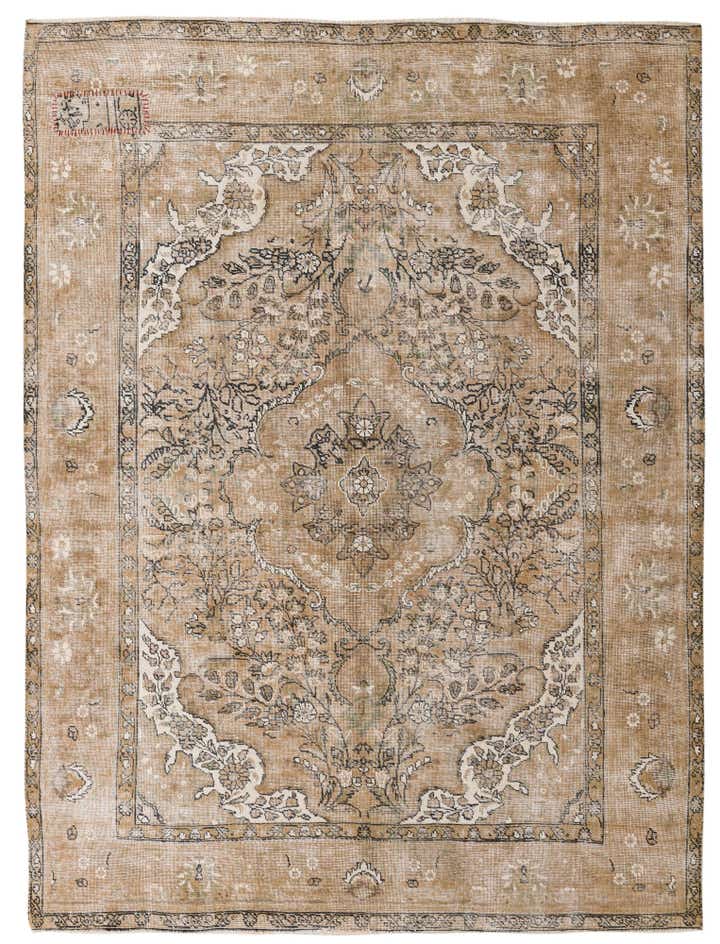 6' 10 x 9' Hand Knotted Ultra Vintage Persian Wool Rug
