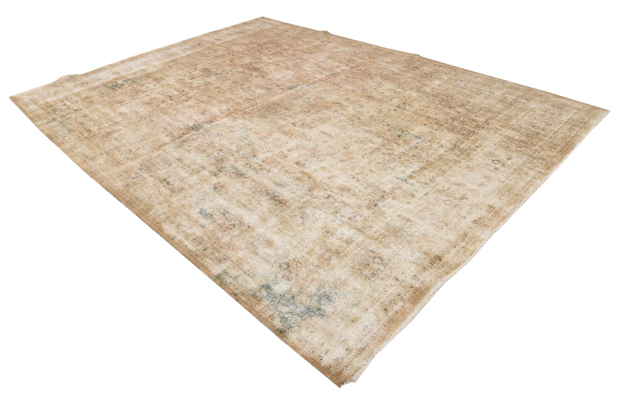 9' 10 x 13' 1 Hand Knotted Ultra Vintage Persian Wool Rug