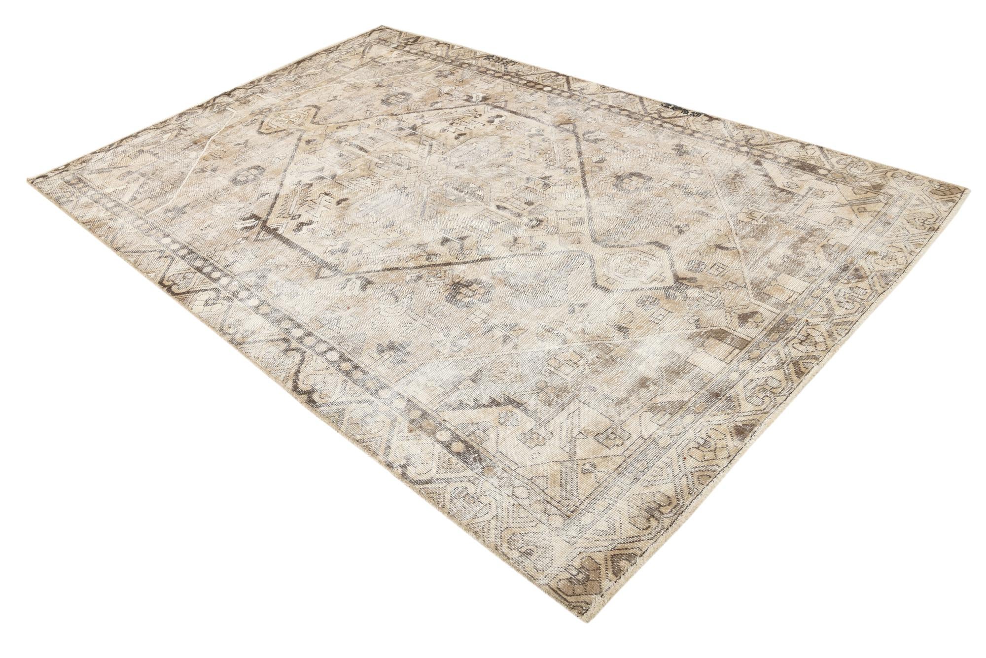 6' 4 x 9' 9 Hand Knotted Ultra Vintage Persian Wool Rug